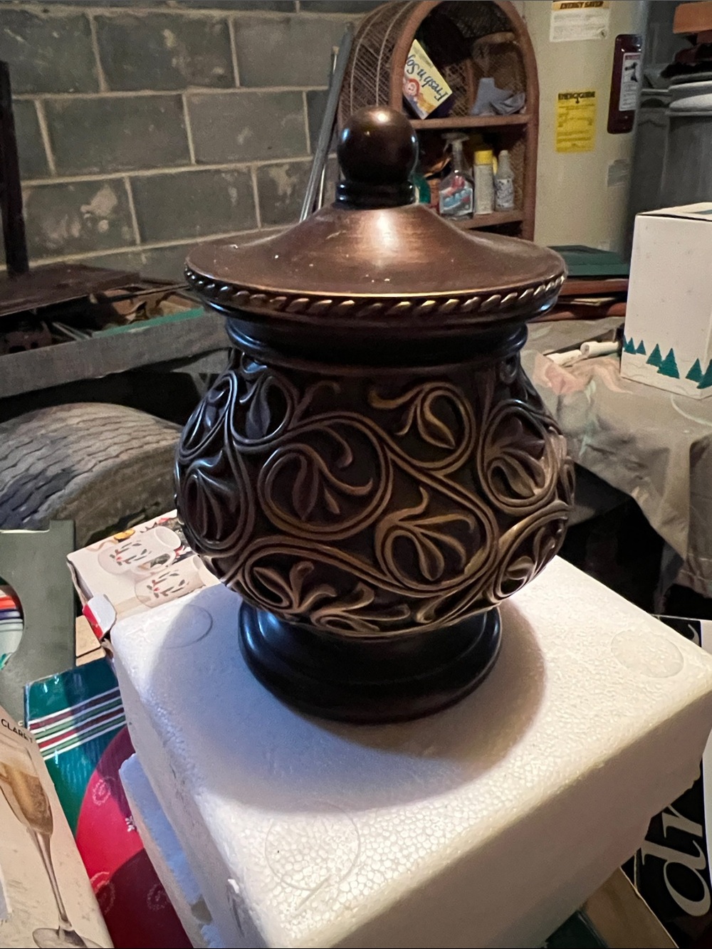 Decorative Ceramic Apothecary Jar - Brown Swirl Design